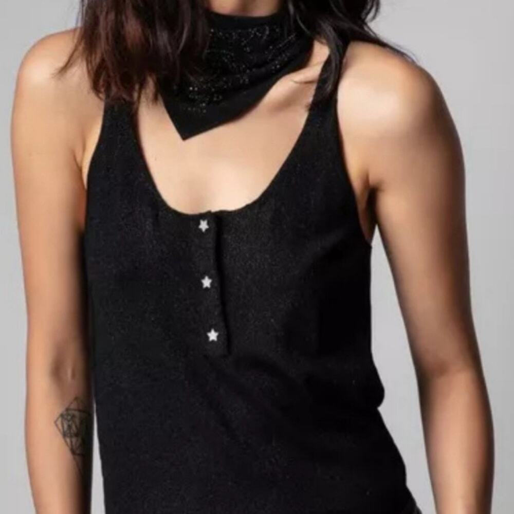Zadig & Voltaire Joss sparkle tank top women’s XS black wool luxury grunge edgy